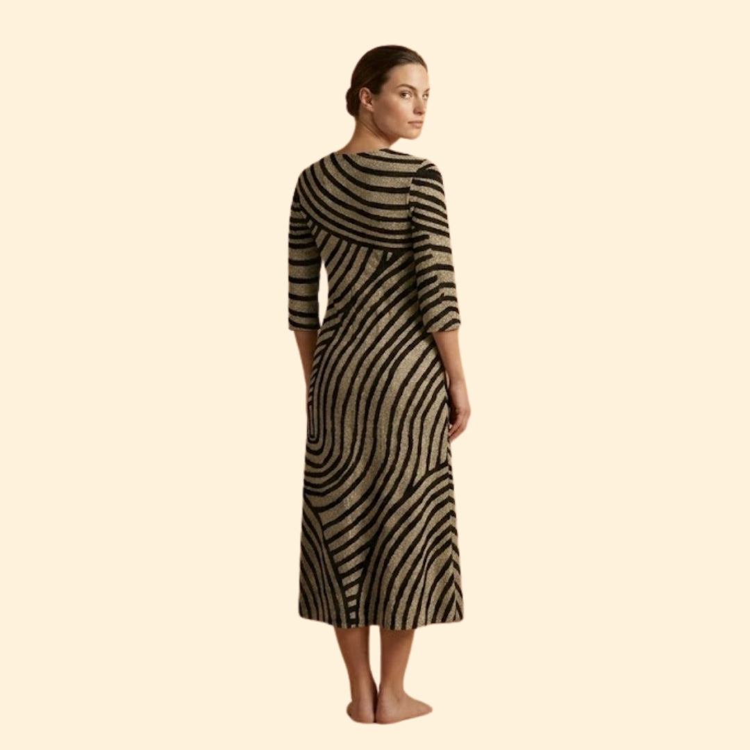 Women's Maxi Dress with Abstract Swirl Pattern