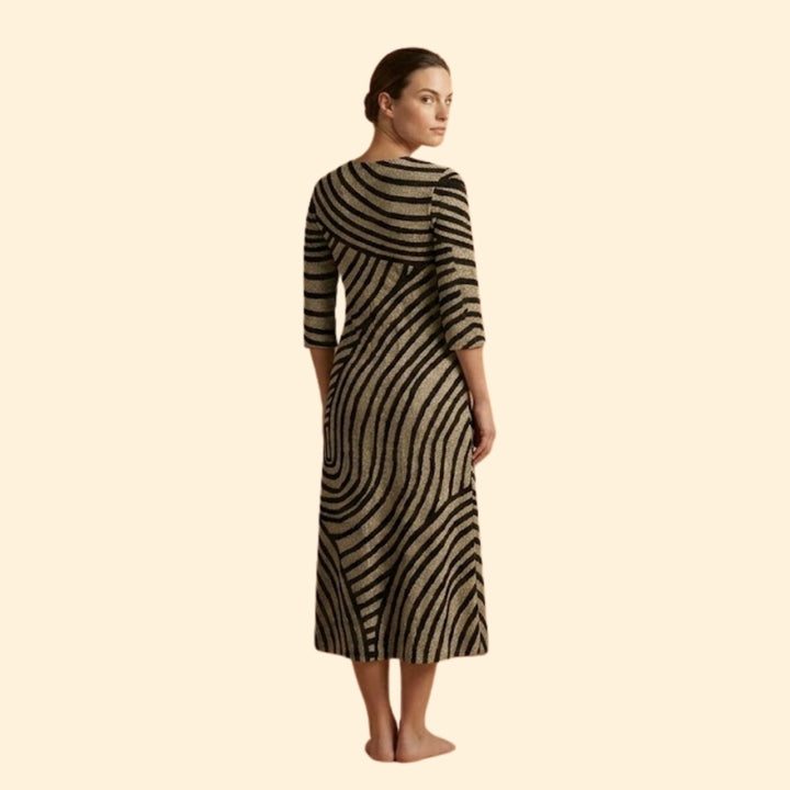 Women's Maxi Dress with Abstract Swirl Pattern