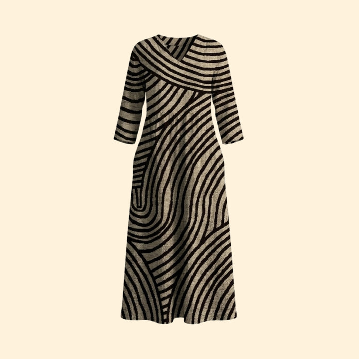 Women's Maxi Dress with Abstract Swirl Pattern