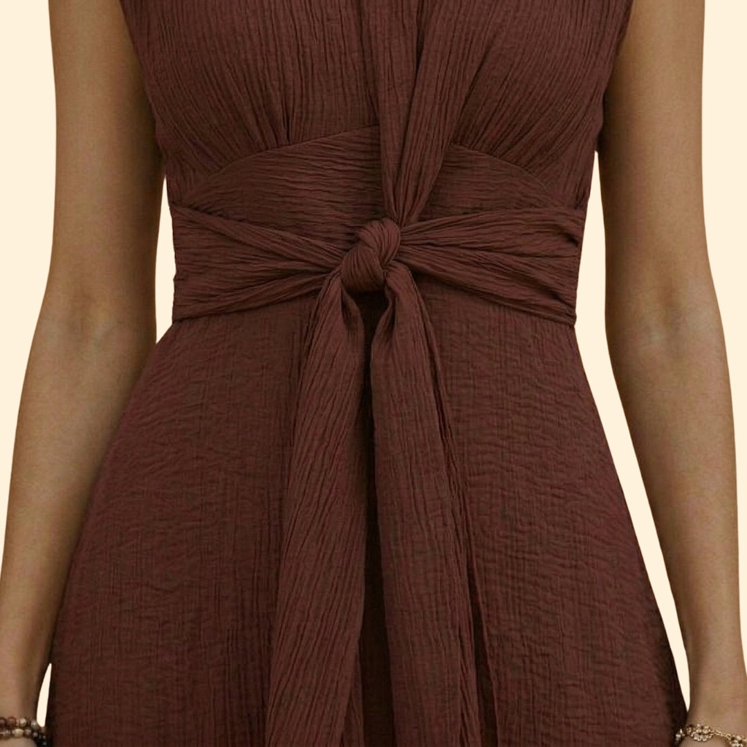 Women's Maxi Dress with Front Tie Knot