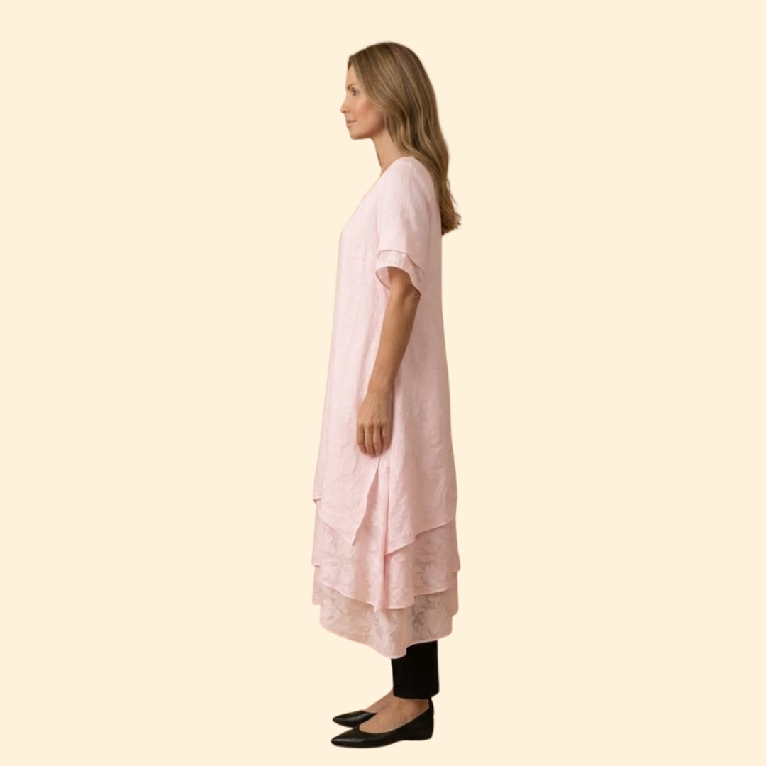 Women’s Maxi Dress with Layered Asymmetric Hem