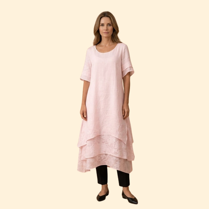 Women’s Maxi Dress with Layered Asymmetric Hem