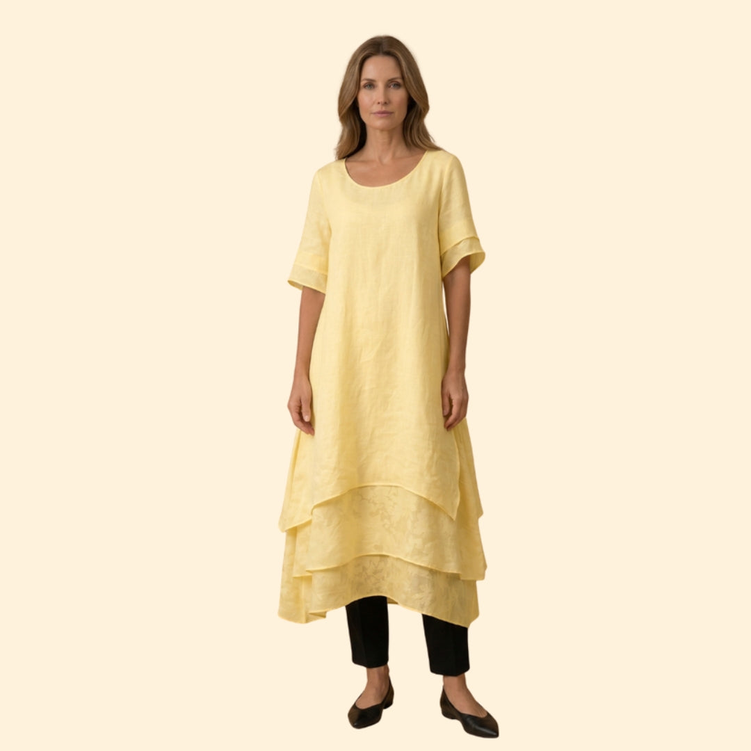 Women’s Maxi Dress with Layered Asymmetric Hem