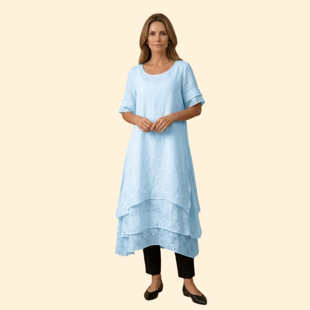 Women’s Maxi Dress with Layered Asymmetric Hem