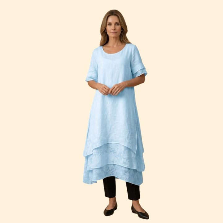 Women’s Maxi Dress with Layered Asymmetric Hem