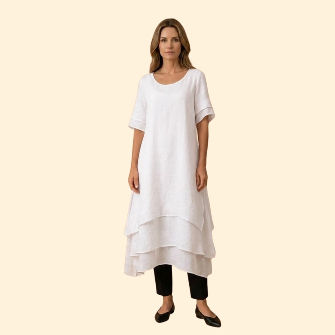 Women’s Maxi Dress with Layered Asymmetric Hem