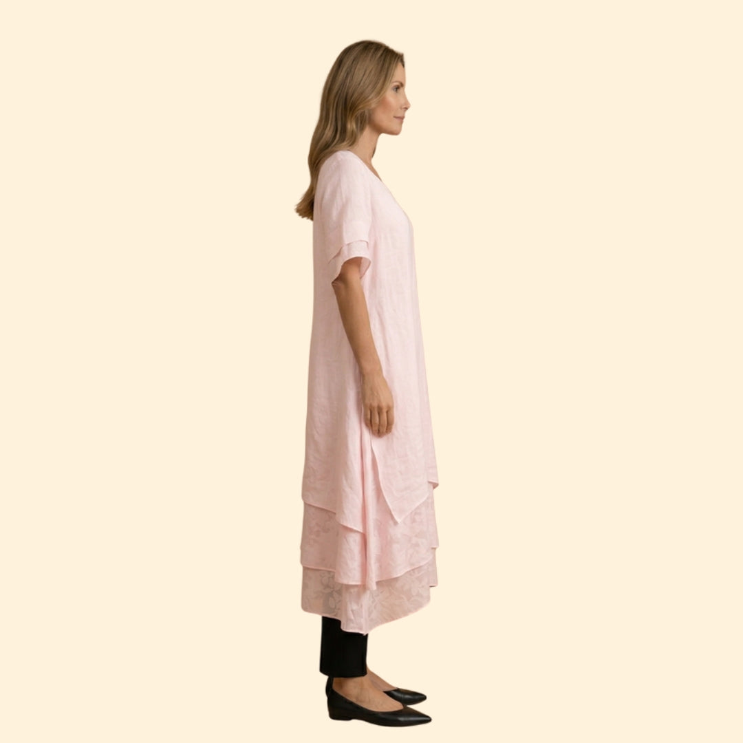 Women’s Maxi Dress with Layered Asymmetric Hem