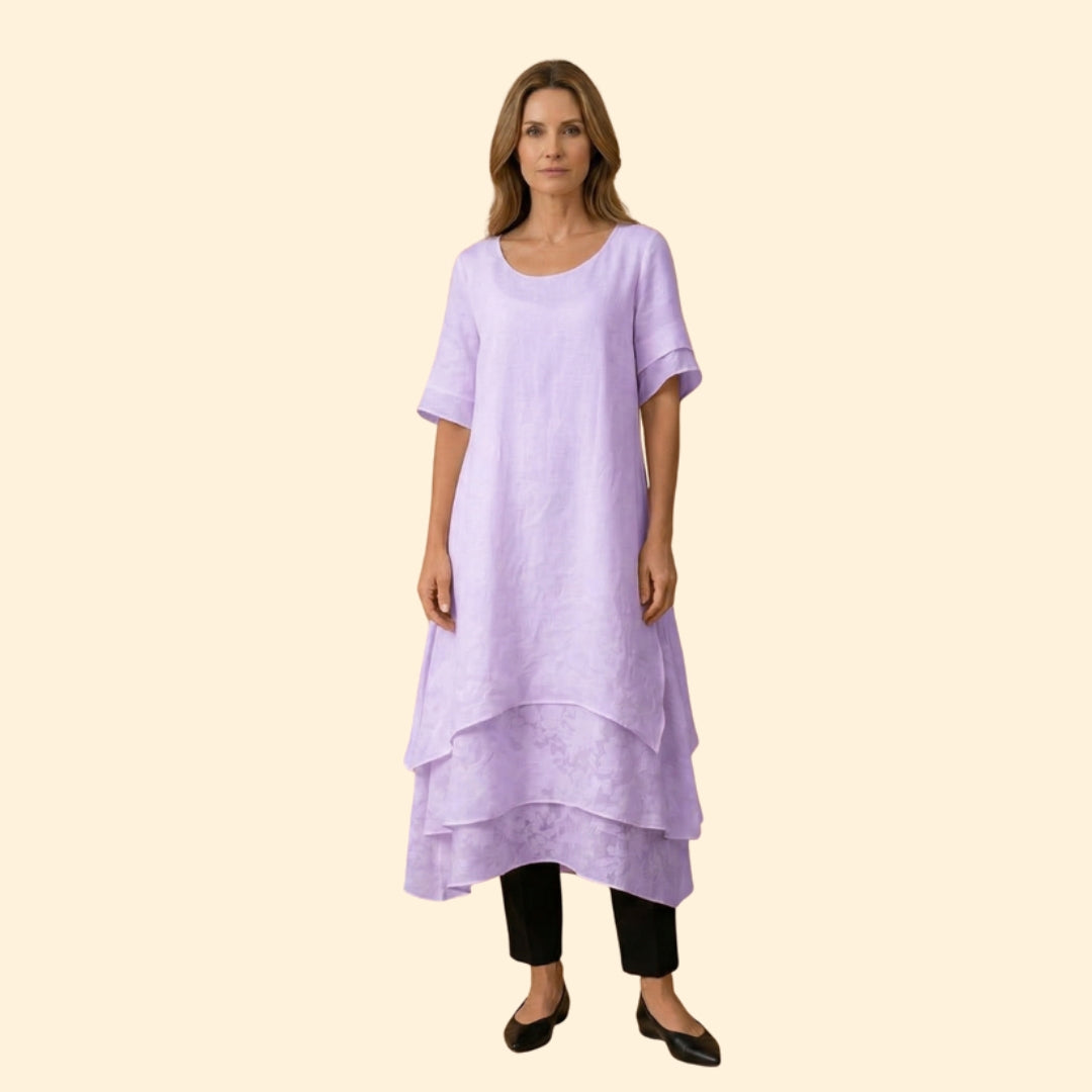 Women’s Maxi Dress with Layered Asymmetric Hem