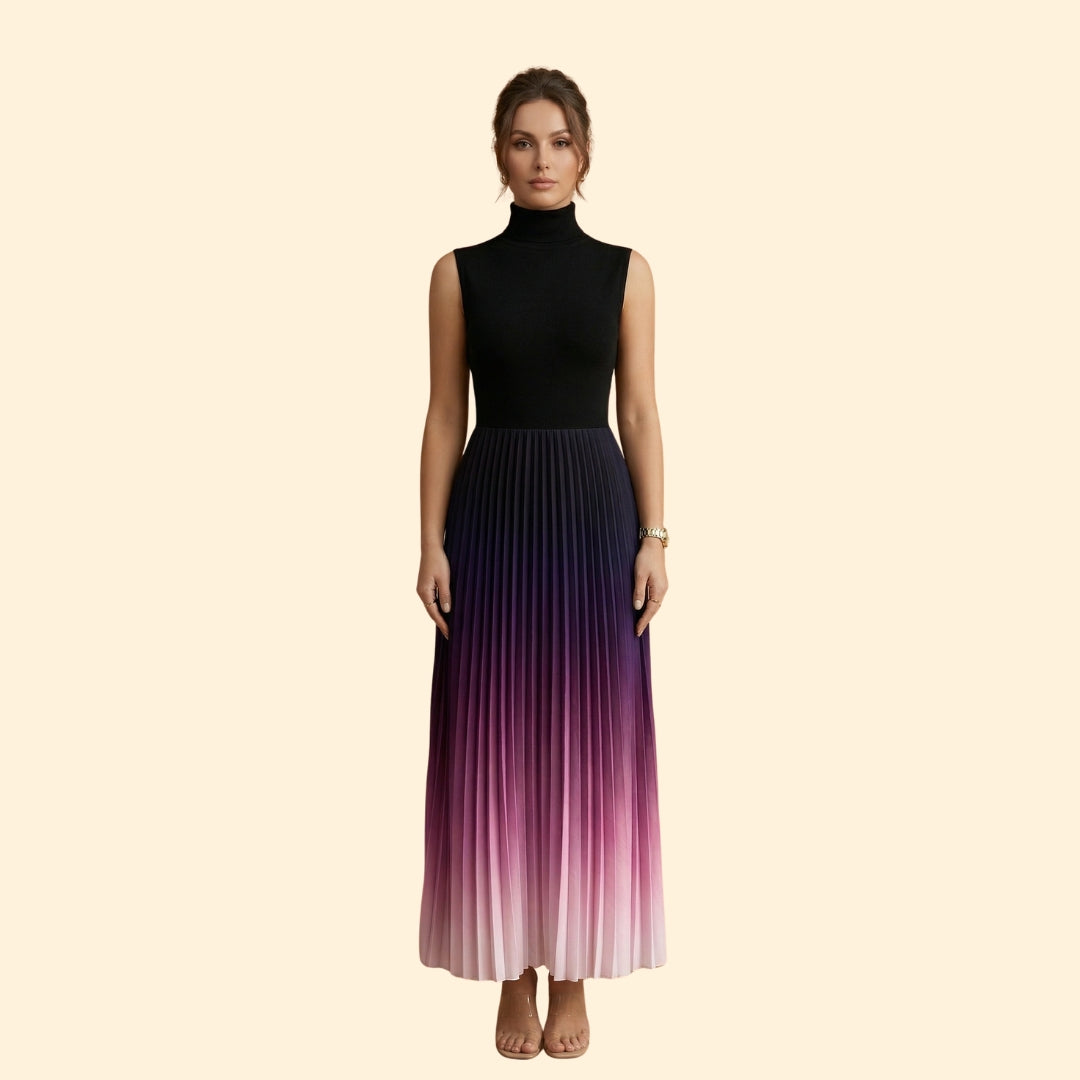Women’s Maxi Dress with Pleated Ombre Skirt