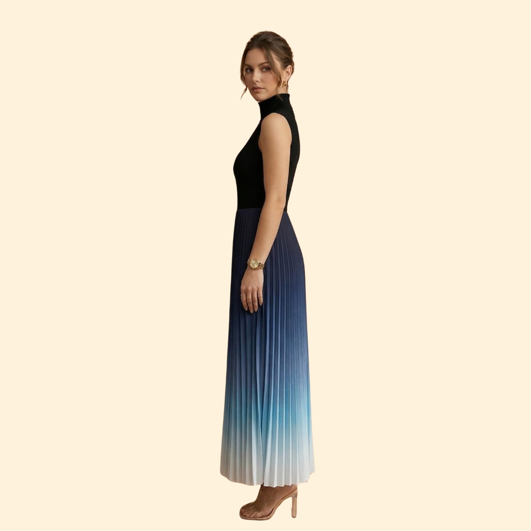 Women’s Maxi Dress with Pleated Ombre Skirt