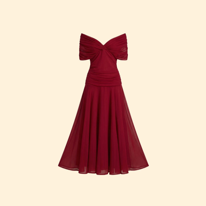 Women’s Maxi Dress with Ruched V-Neckline