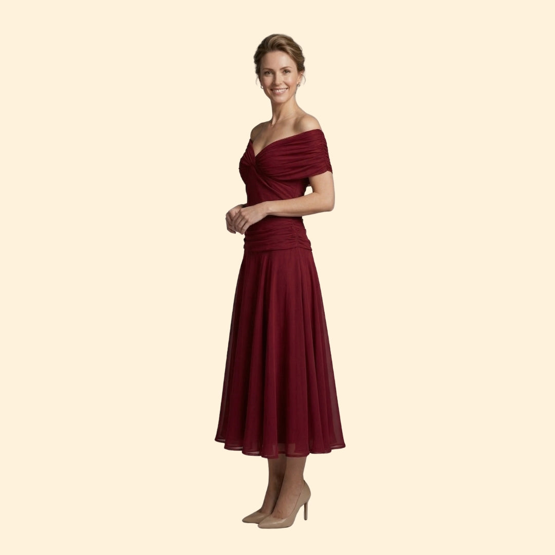Women’s Maxi Dress with Ruched V-Neckline