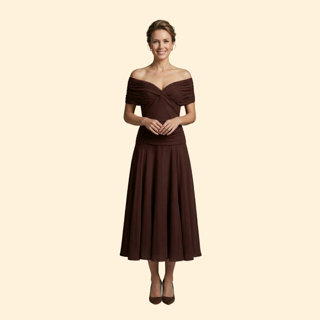 Women’s Maxi Dress with Ruched V-Neckline