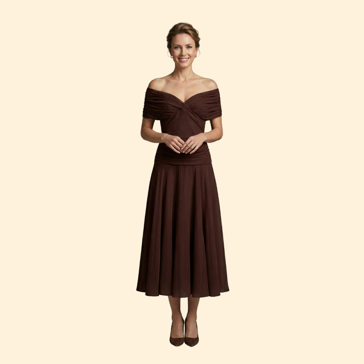 Women’s Maxi Dress with Ruched V-Neckline