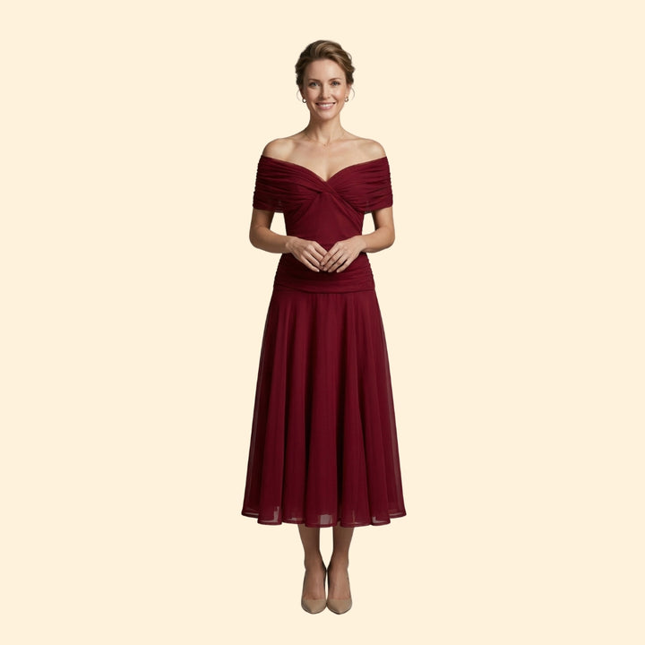 Women’s Maxi Dress with Ruched V-Neckline
