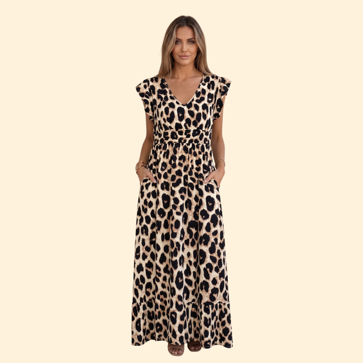 Women's Maxi Dress with Ruffle Sleeves for Everyday Wear