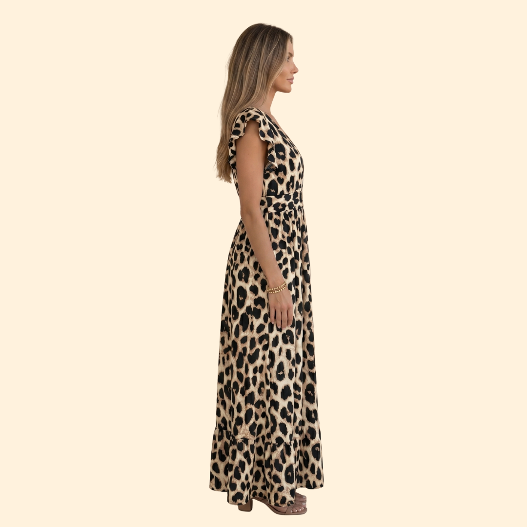 Women's Maxi Dress with Ruffle Sleeves for Everyday Wear