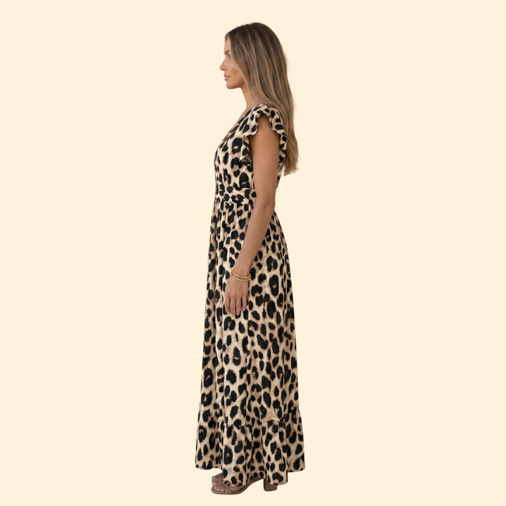 Women's Maxi Dress with Ruffle Sleeves for Everyday Wear