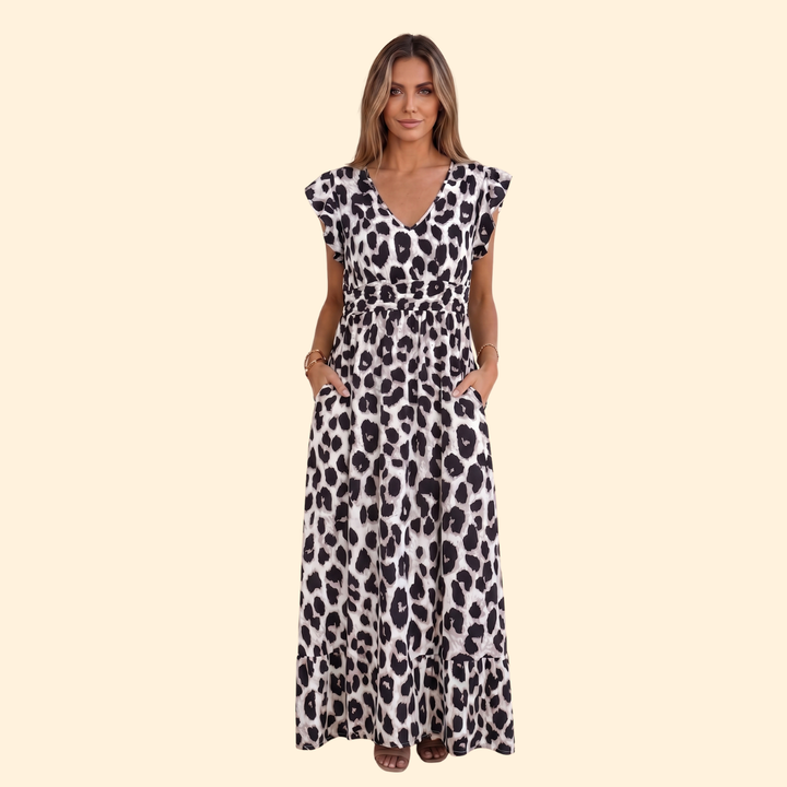 Women's Maxi Dress with Ruffle Sleeves for Everyday Wear