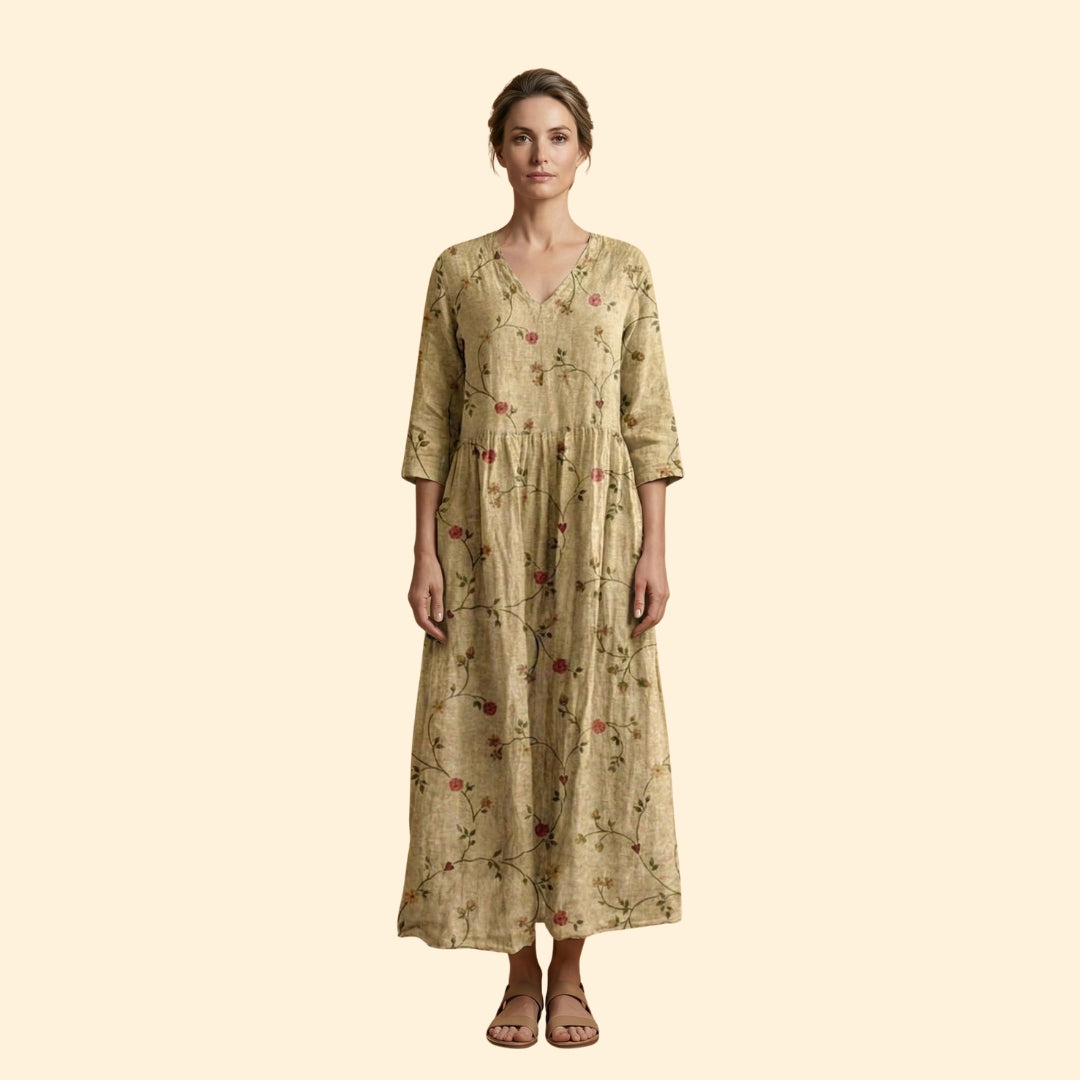 Women's Printed Dress with V-Neck