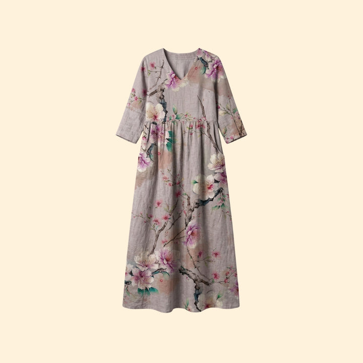 Women's Printed Dress with V-Neck