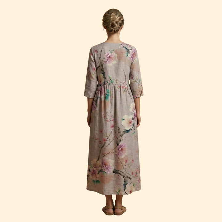 Women's Printed Dress with V-Neck