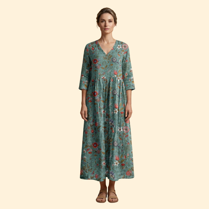 Women's Printed Dress with V-Neck