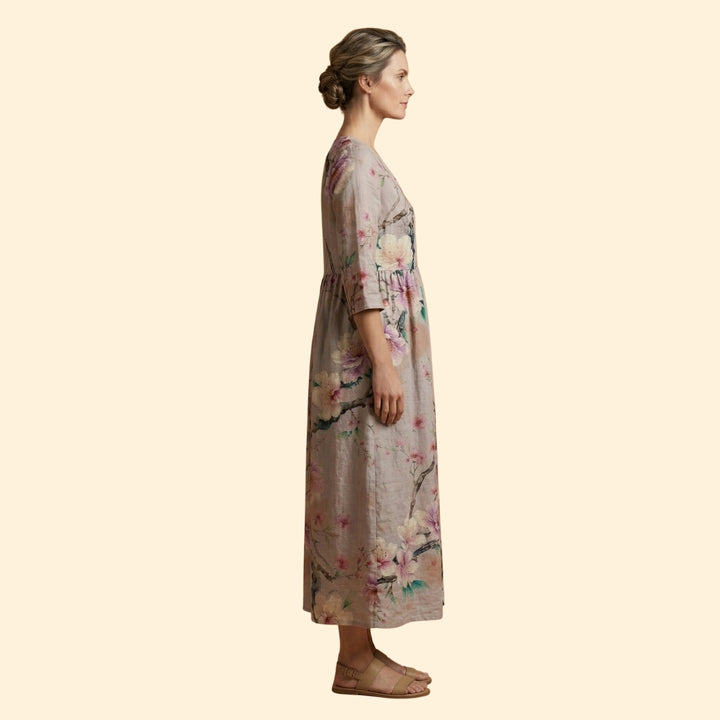 Women's Printed Dress with V-Neck