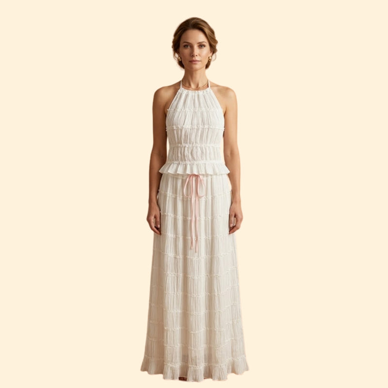 Women’s Maxi Skirt Set with Ruffle Texture
