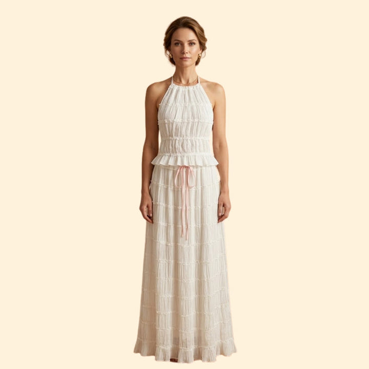 Women’s Maxi Skirt Set with Ruffle Texture