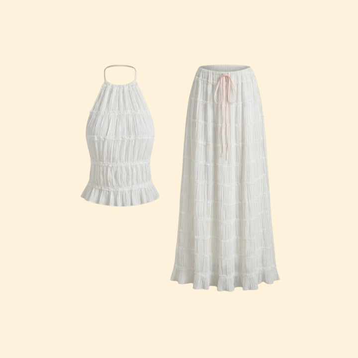 Women’s Maxi Skirt Set with Ruffle Texture