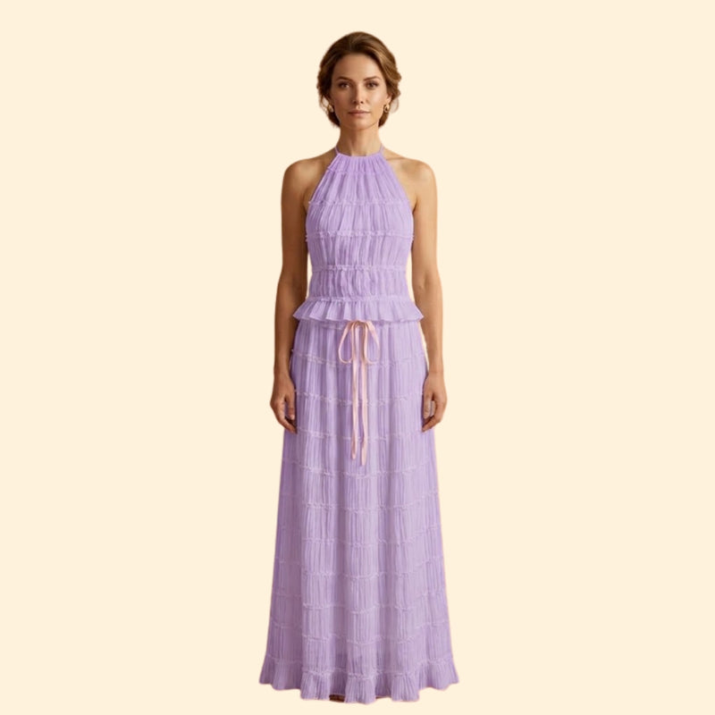 Women’s Maxi Skirt Set with Ruffle Texture