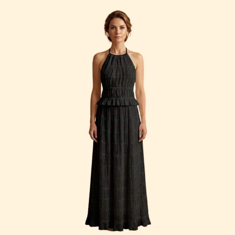 Women’s Maxi Skirt Set with Ruffle Texture