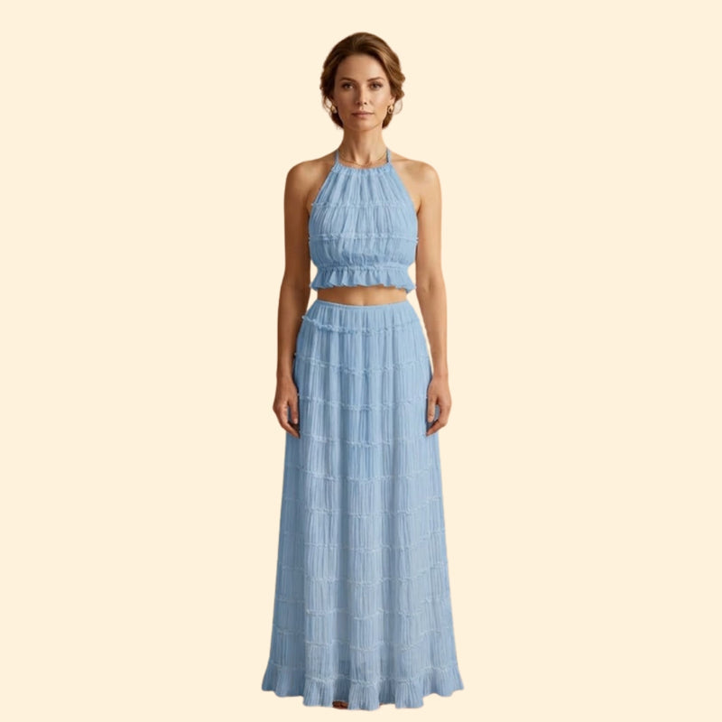Women’s Maxi Skirt Set with Ruffle Texture