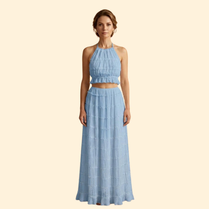 Women’s Maxi Skirt Set with Ruffle Texture