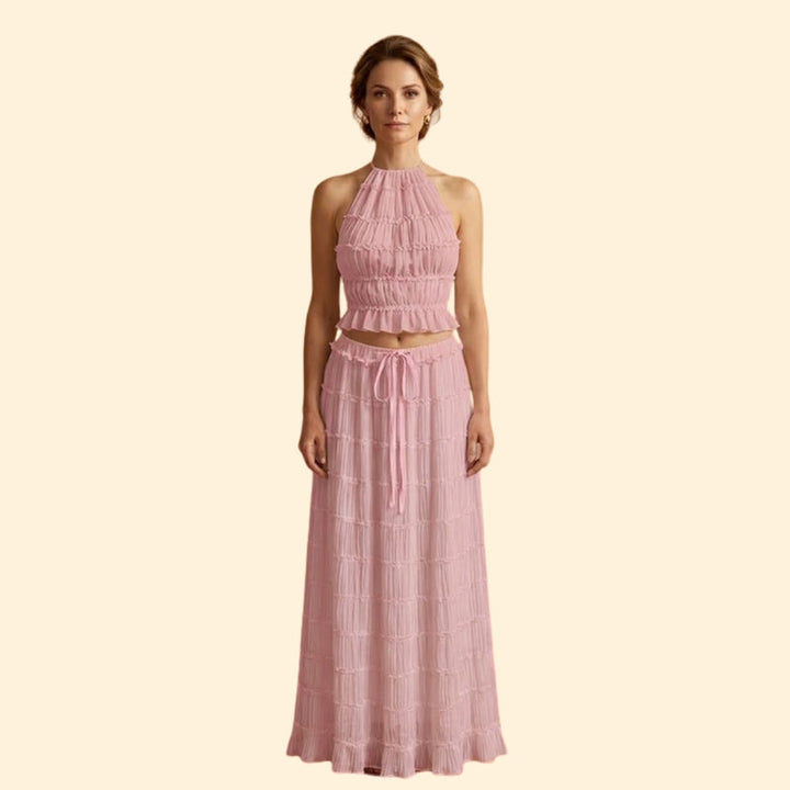 Women’s Maxi Skirt Set with Ruffle Texture
