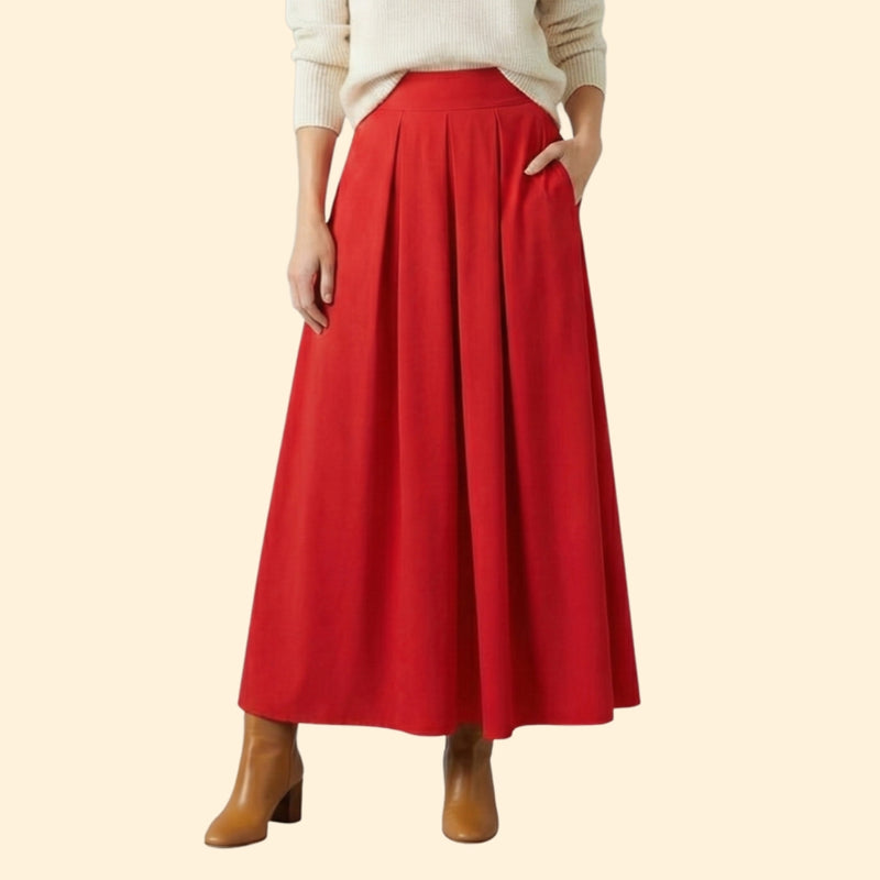 Women’s Maxi Skirt with High-Waist Pleats