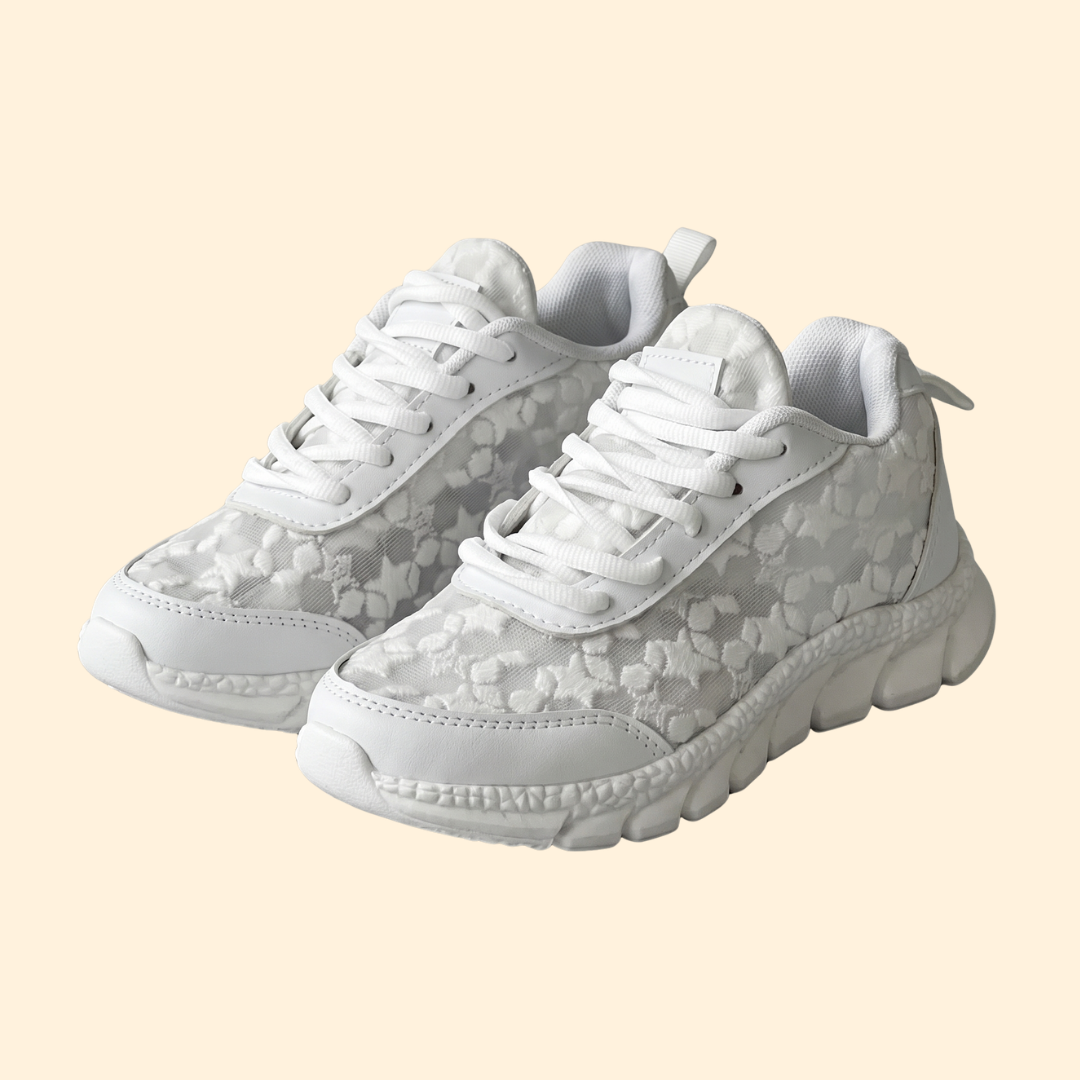 Women’s Mesh Sneakers with Floral Embroidery