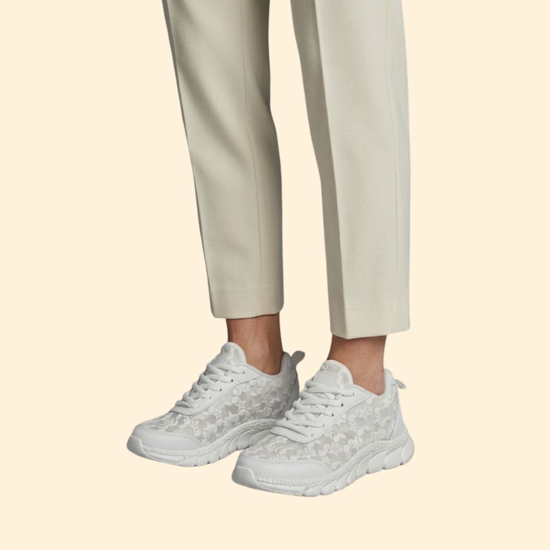 Women’s Mesh Sneakers with Floral Embroidery