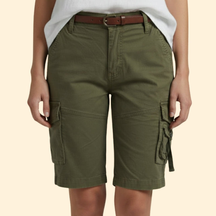 Women’s Mid-Cargo Shorts with Button Pockets