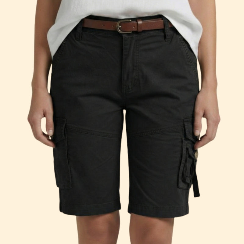 Women’s Mid-Cargo Shorts with Button Pockets