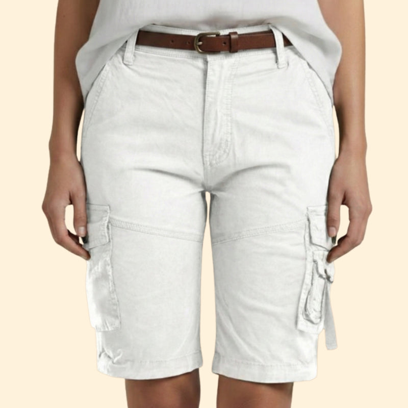Women’s Mid-Cargo Shorts with Button Pockets