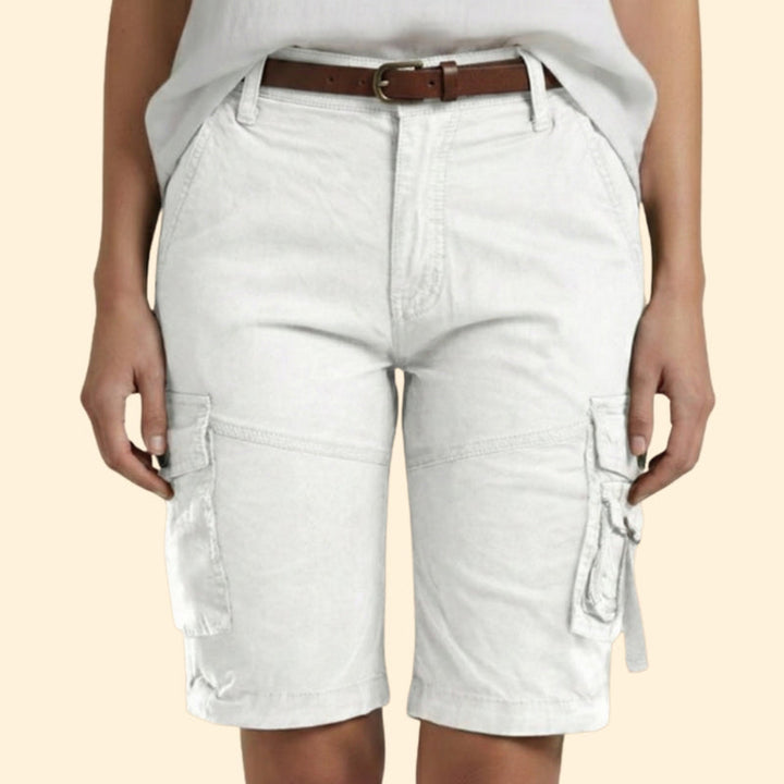 Women’s Mid-Cargo Shorts with Button Pockets