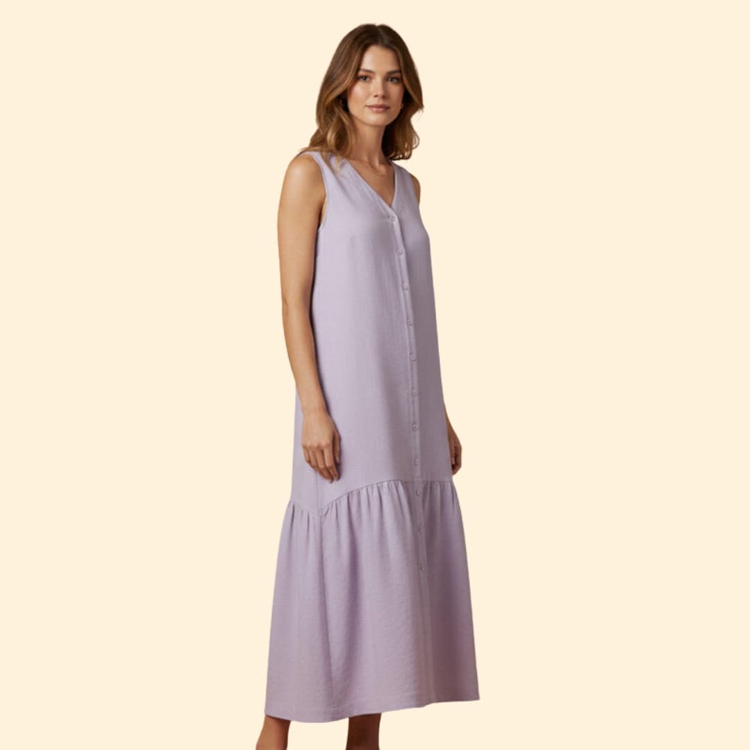 Women's Midi Dress Button Placket