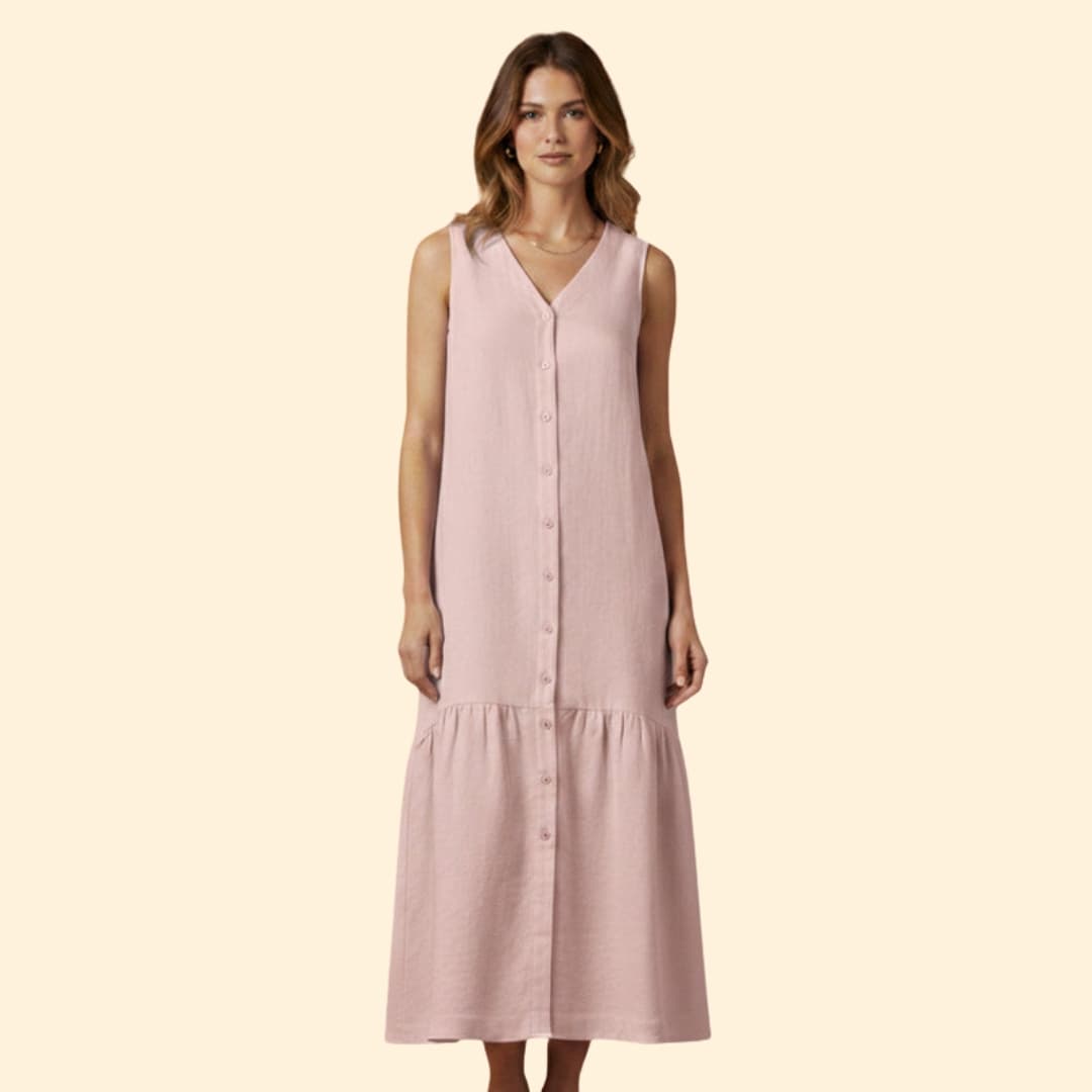 Women's Midi Dress Button Placket
