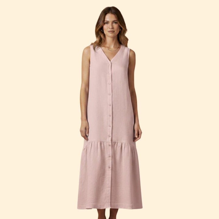 Women's Midi Dress Button Placket