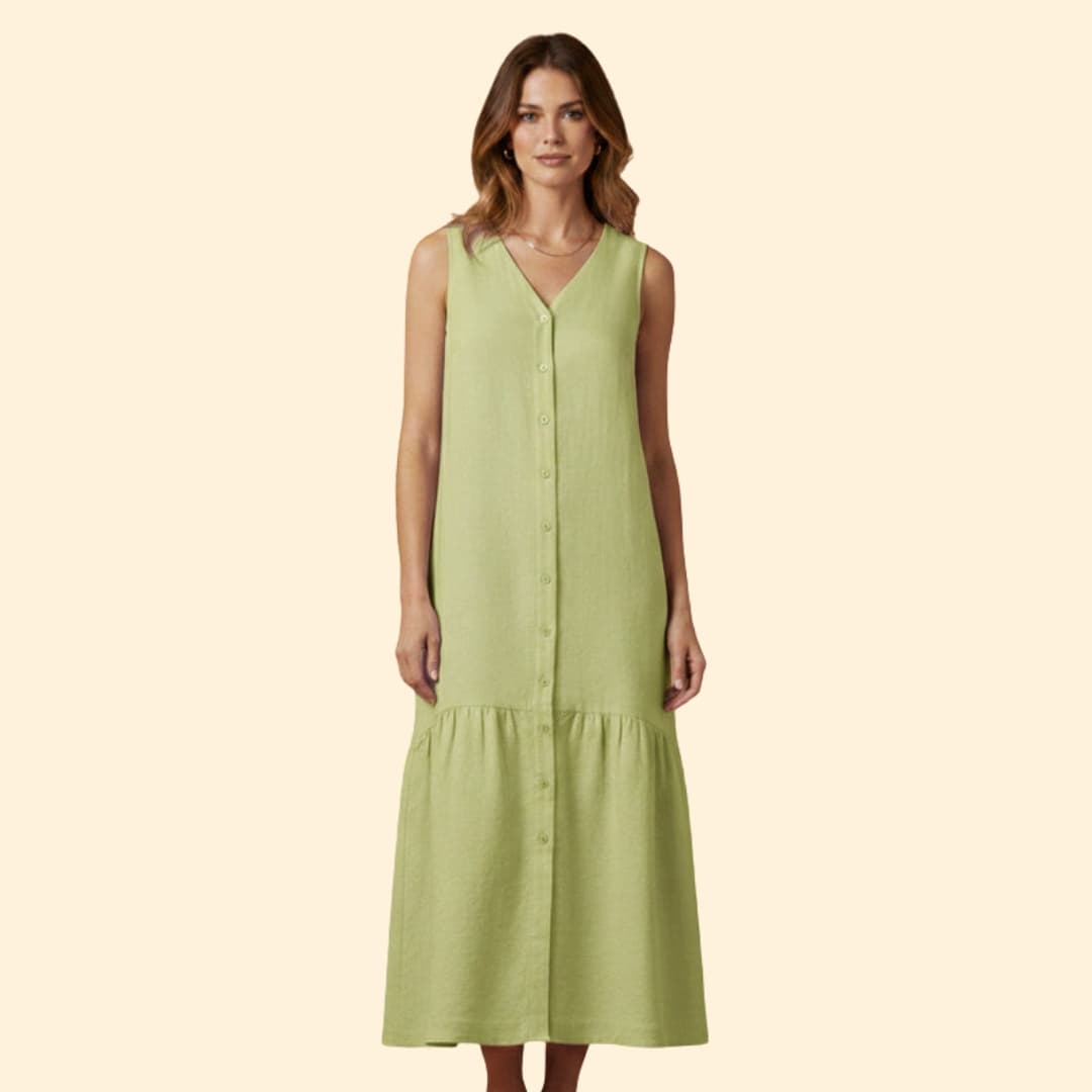 Women's Midi Dress Button Placket