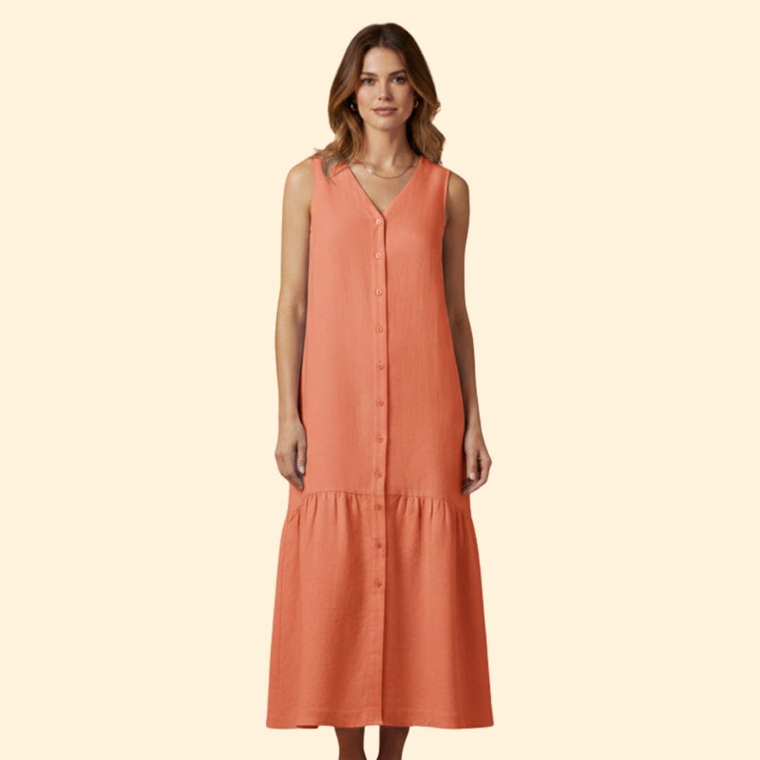 Women's Midi Dress Button Placket