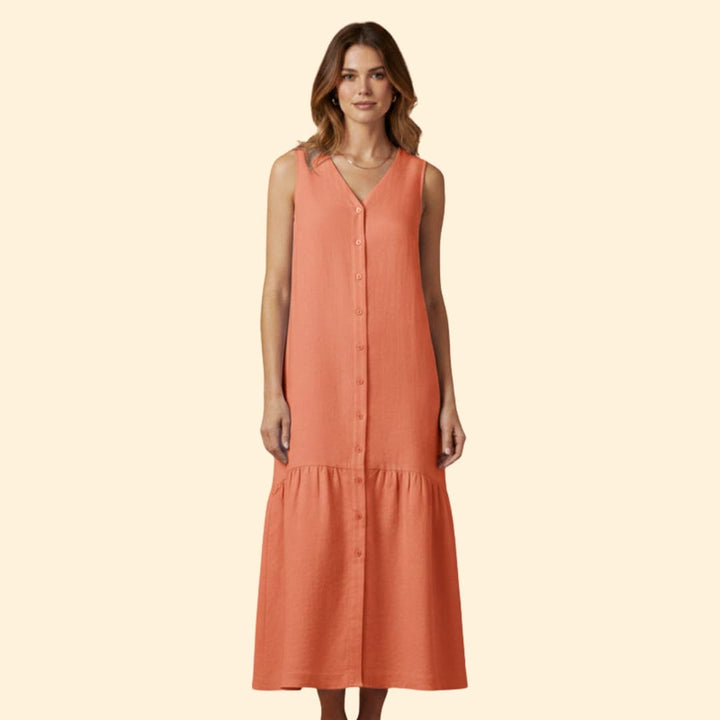 Women's Midi Dress Button Placket