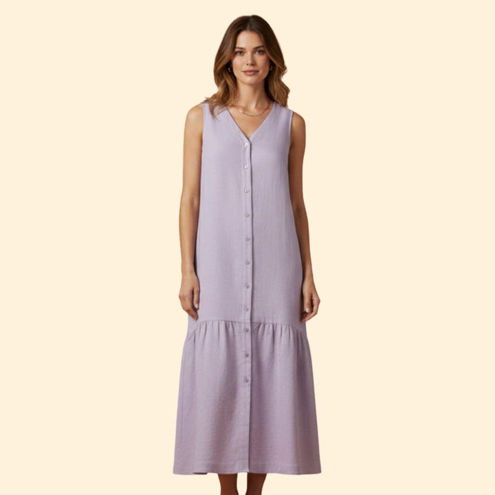 Women's Midi Dress Button Placket